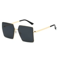 Chic rimless square sunglasses with gold metal frame and dark gray lenses for men and women - Regular / Gold Frame Grey Lens