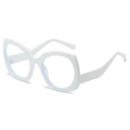 Retro white cat-eye sunglasses with light blue anti-blue light fashion lenses - White Frame White Lens