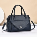 Borsa tote blu scuro trama litchi con chiusura rotante e tracolla regolabile - Blu