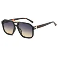 Vintage Doppelsteg-Sonnenbrille mit schwarzem Rahmen, Schildpatt-Bügeln und Teeverlauf-Gläsern - Schwarzer Rahmen Grau Gelbe Gläser