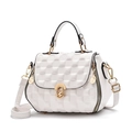 Borsa a mano trapuntata bianca in ecopelle con finiture dorate e tracolla regolabile - Bianco