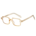 Lunettes de soleil carrées polarisées avec monture ambre transparent et branches larges - Standard / Régulier (TVA de 13 % incluse) Monture champagne Verres blancs
