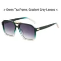 Retro-Sonnenbrille mit grünem Farbverlauf-Rahmen und grauen Verlaufsgläsern - Grüntee Rahmen Doppelgraue Gläser