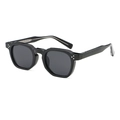 Classic black thick frame polarized sunglasses with three-dot silver rivets in profile - Regular / Matte Black Frame Grey Lens