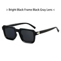 Classic square frame sunglasses in glossy black finish with dark grey tinted lenses - Glossy Black Frame Grey Lens