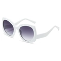 Gafas de sol blancas grandes estilo cat-eye con lentes degradadas en púrpura de moda retro - Régulier / Montura Blanca Lente Gris