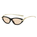 Cat eye sunglasses with black frame, amber lenses and gold knot metal temples - Black Frame with Champagne Lenses (Incl. 13% VAT)