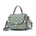 Elegante borsa a tracolla verde fagiolo con motivo a scacchi e dettagli dorati - Verde