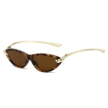 Cat eye sunglasses featuring tortoise shell frame and slim gold metal temples - Regular (Includes 13% VAT) Leopard Frame with Tea Lenses