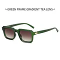 Classic square frame sunglasses in green translucent finish with gradient tea lenses - Green Frame Gradient Tea Lens