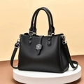Sac à main carré noir minimaliste en PU avec boucle florale et bandoulière réglable - Noir