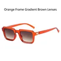 Classic square sunglasses with transparent orange frame and gradient tea lenses - Orange Frame Gradient Tea Lens