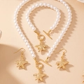 Dettagli del set di gioielli in perle con ciondoli a stella marina dorati e chiusura OT - Oro