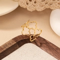 Elegant gold-plated open ring featuring a delicate hollow clover design for women - Gold