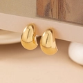 Polished gold bean-shaped stud earrings featuring a minimalist curved teardrop design - Gold