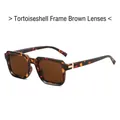 Classic square tortoiseshell sunglasses with tea lenses and gold T-shaped metal detail - Tortoiseshell Frame Tea Lens