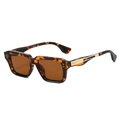 Square tortoise sunglasses with dark brown lenses and gold metal temple accents - Regular / Regular (Incl. 13% VAT) Leopard Frame All Tea Lenses
