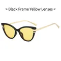 Lunettes de soleil œil de chat chic avec monture noire et verres jaunes vifs - Monture Noire Verres Jaunes