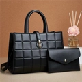Elegante set di due borse nere con borsa a tracolla goffrata e pochette da donna - Nero