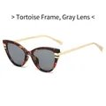Cat eye sunglasses with tortoiseshell frames, grey lenses and gold metal temples - Tortoiseshell Sunglasses with Grey Lenses