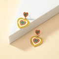 Kleurrijke gelaagde hart-hangers in levendig emaille en een gouden afwerking - Goud Meerkleurig Emaille