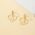 Minimalist gold heart earrings featuring romantic silhouettes of a kissing couple - Gold