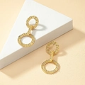French style gold irregular textured hoop earrings with a modern geometric double ring design - Gold