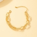 Bracelet à maillons épais dorés minimaliste avec anneaux ovales texturés et fermoir mousqueton - Or Créoles Bambou