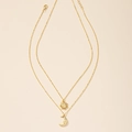 Golden sun and moon layered necklace set with adjustable lobster clasp on white background - Sun Moon Necklace Set