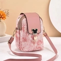 Rosa Mini-Umhängetasche mit Mickey-Metallverschluss und goldfarbenem Kettenriemen für Damen - Rosa