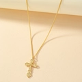 Vintage gouden kruis hanger ketting met verfijnde barokke bloemen reliëf patronen - Goud