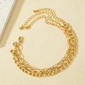 Set de tres pulseras de cadena dorada con cierre de mosquetón ajustable y acabado pulido - Dorado (Juego de 3 piezas)