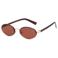 Retro oval metal sunglasses with brown lenses and golden frame for UV protection - Gold Frame Tea Lens