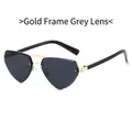Lunettes de soleil cœur sans monture avec cadre en métal doré et verres gris foncé - Monture Or Noir Gris
