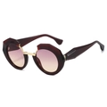Moderne Oversize-Sonnenbrille mit burgunderfarbenem Geometrie-Rahmen und Farbverlauf - Wine Red Frame Pink Tea Lens