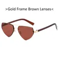 Lunettes de soleil sans monture avec monture en métal doré et verres marron - Monture Dorée Verres Ambrés