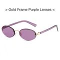 Gafas de sol ovales retro con montura de metal dorado y lentes color púrpura - Marco Dorado Lente Púrpura