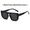 Gafas de sol cuadradas clásicas con montura negra y lentes tintadas en gris oscuro - Montura Negra Lentes Gris Negro