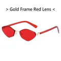 Polygonal vintage sunglasses with gold metal frame and stylish red lenses for UV protection - Regular / Gold Frame Red Lenses