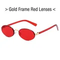 Gafas de sol ovales vintage con montura de metal dorado y cristales rojos - Montura Dorada Lentes Rojas