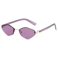 Polygon rimless sunglasses with purple resin lenses and gold metal frame details - Regular / Gold Frame Purple Lens