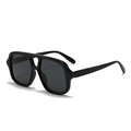 Classic black pilot sunglasses with double bridge bar and dark grey lenses for outdoors - Black Frame Black Grey Lens