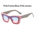 Classic square sunglasses with pink and grey frame and blue-pink gradient lenses - Regular / Regular (Inc. 13% VAT) Pink Frame with Blue-Pink Lenses