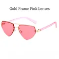 Lunettes de soleil cœur sans monture avec cadre doré et verres roses - Standard / Standard monture dorée et verres roses