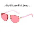 Modische Pilotenbrille mit goldenem Metallrahmen und rosa randlosen Gläsern für Damen - Goldener Rahmen Rosa Gläser