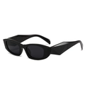 Retro zwarte geometrische zonnebril met breed frame en glanzende afwerking voor streetstyle - Normaal / Zwart Frame Zwart Grijze Glazen