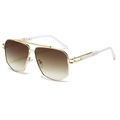 Retro square aviator sunglasses with gold metal frame and gradient brown lenses - Gold Frame Gradient Tea Lens