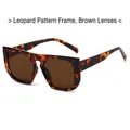 Retro oversized square sunglasses featuring a tortoiseshell frame and brown tinted lenses - Regular (Includes 13% VAT) Leopard Frame with Tea Lenses