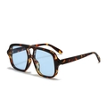 Aviator double bridge sunglasses with tortoiseshell frame and light blue lenses - Tortoise Frame Blue Lens