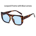 Square tortoise frame sunglasses with gradient blue lenses and vintage street style - Regular (Inc. 13% VAT) Leopard Frame Blue Lenses